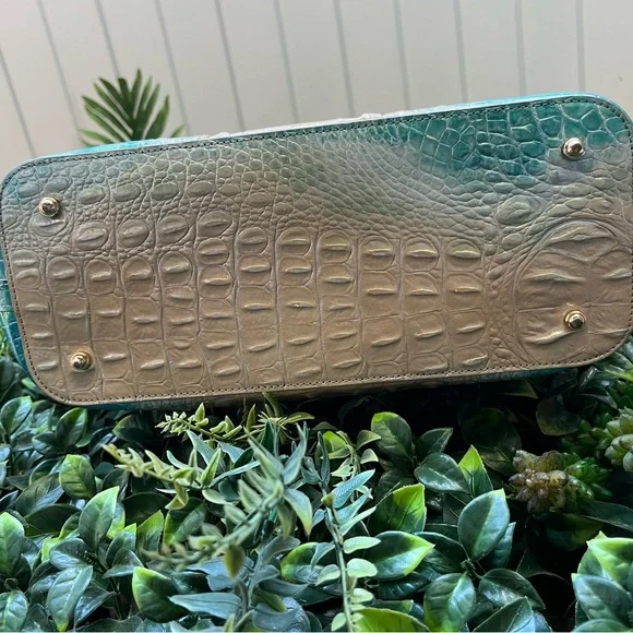 Brahmin Teal to Cream Ombre Croc-Embossed Tote with Dust bag and incert - Picture 9 of 16